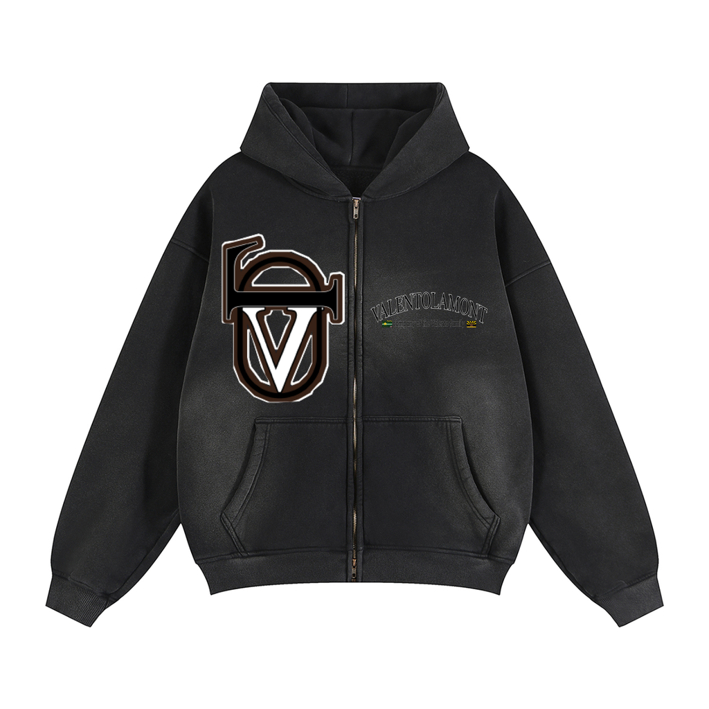 Sunfade Two-way Zipper Boxy Fleece Hoodie