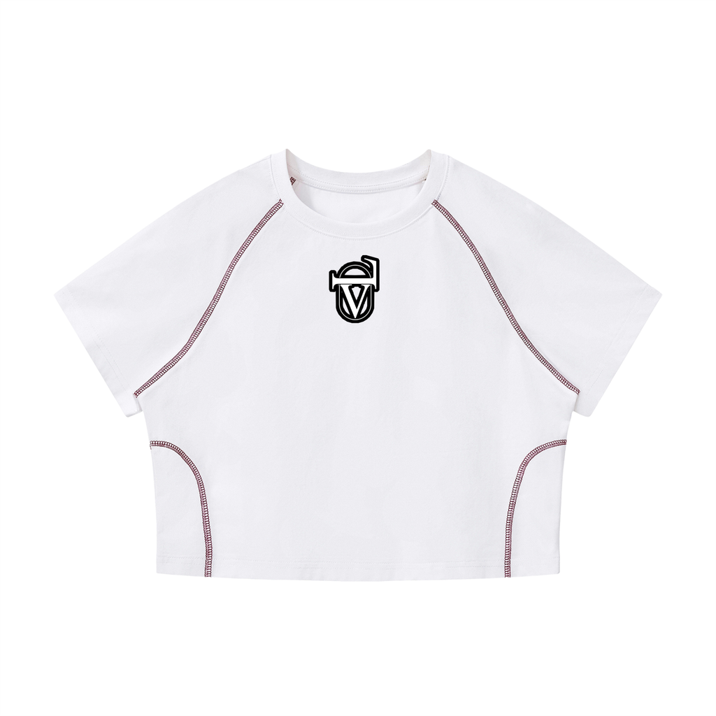 Women's Contrast Stitch Raglan Crop T-Shirt