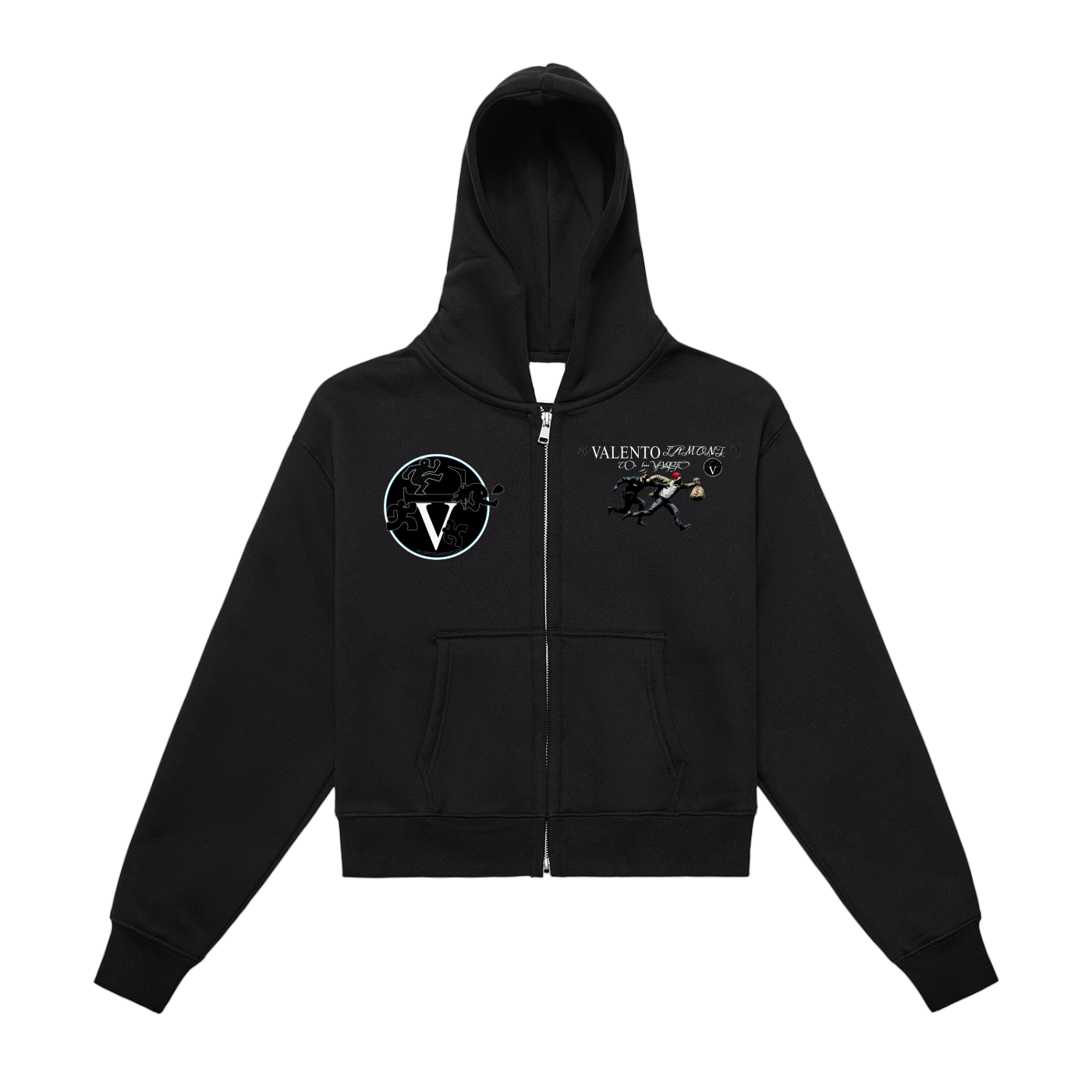 Fleeced Zip-Up Cropped Hoodie