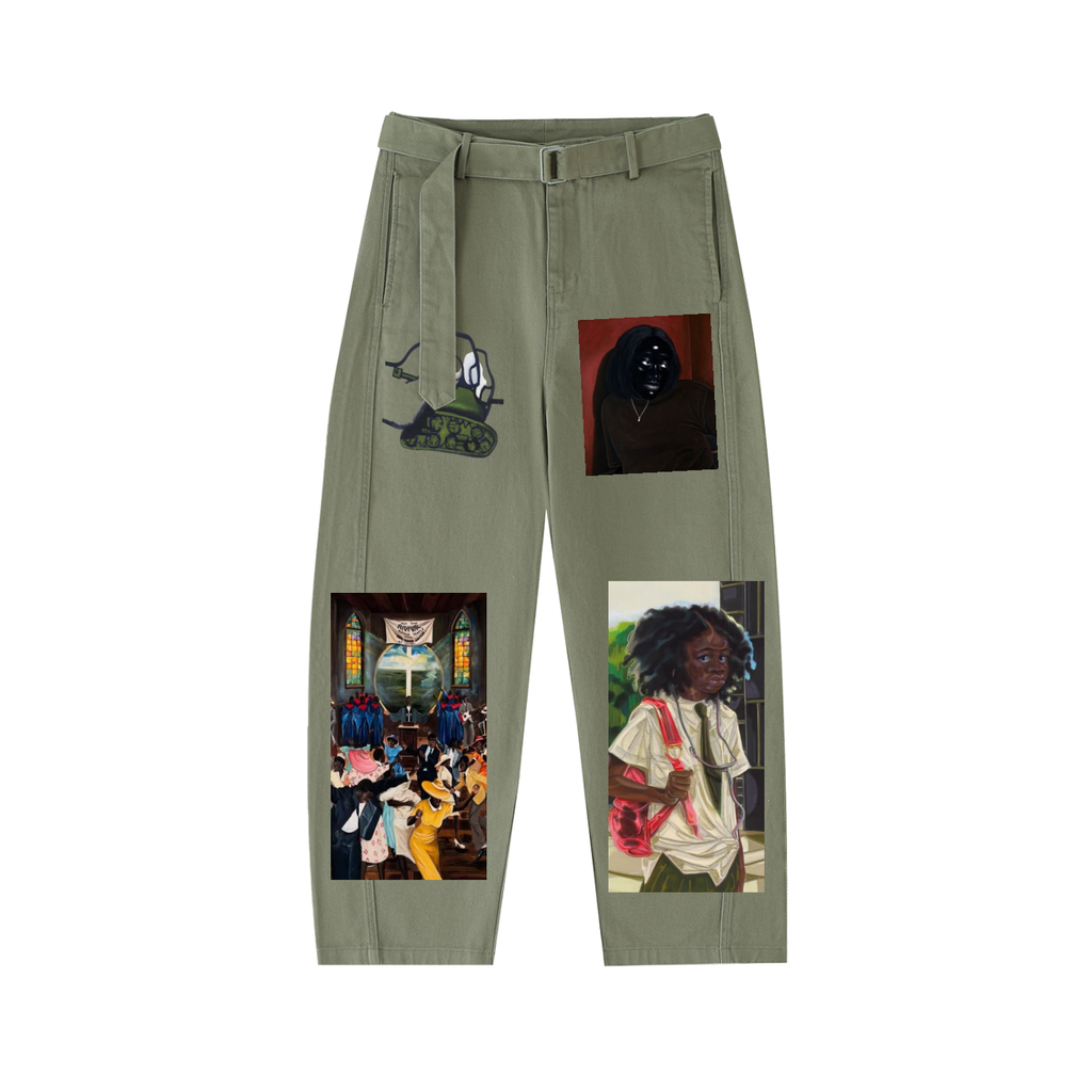 Belted Barrel-leg Chino Pants