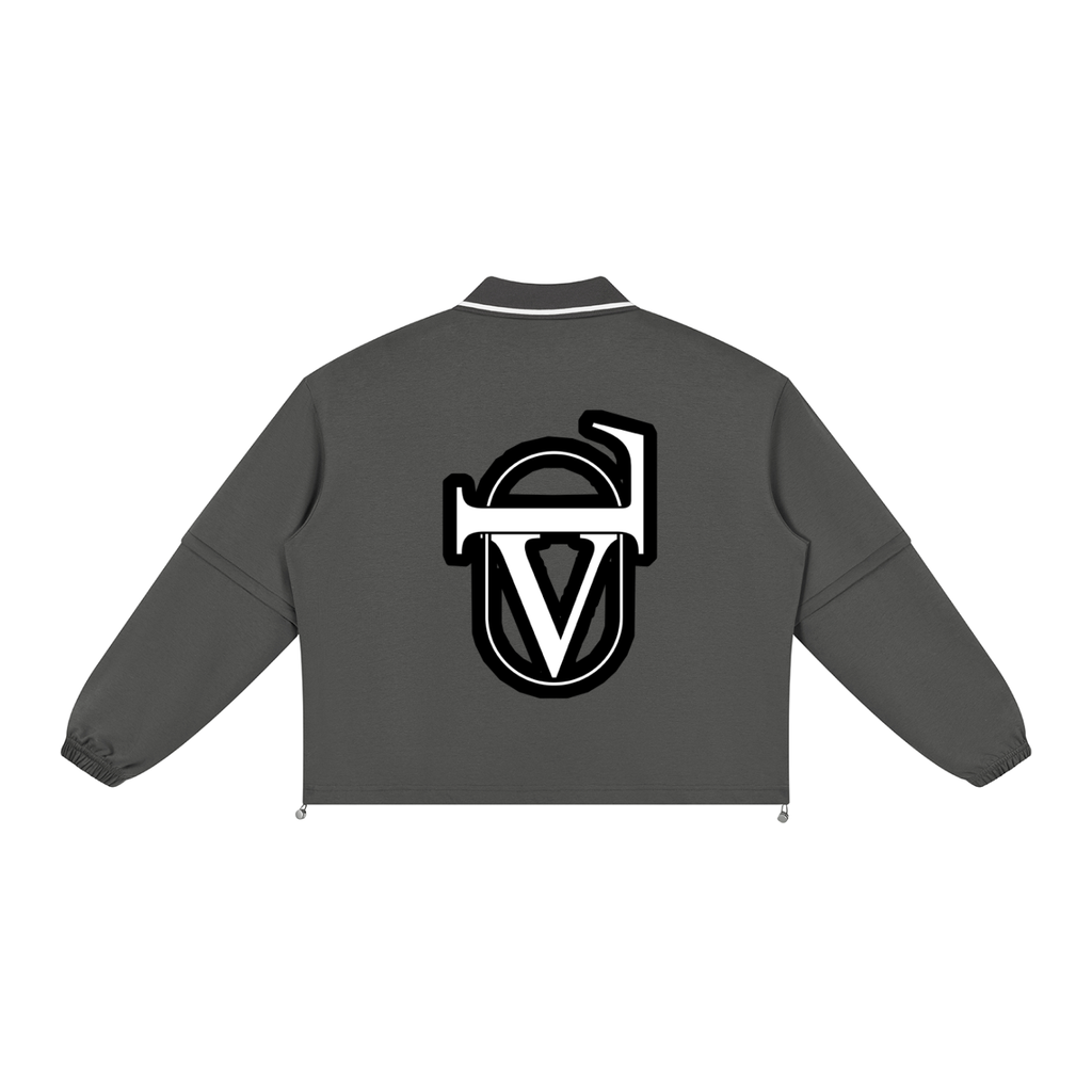 V Boxy Collared Detachable Sweatshirt