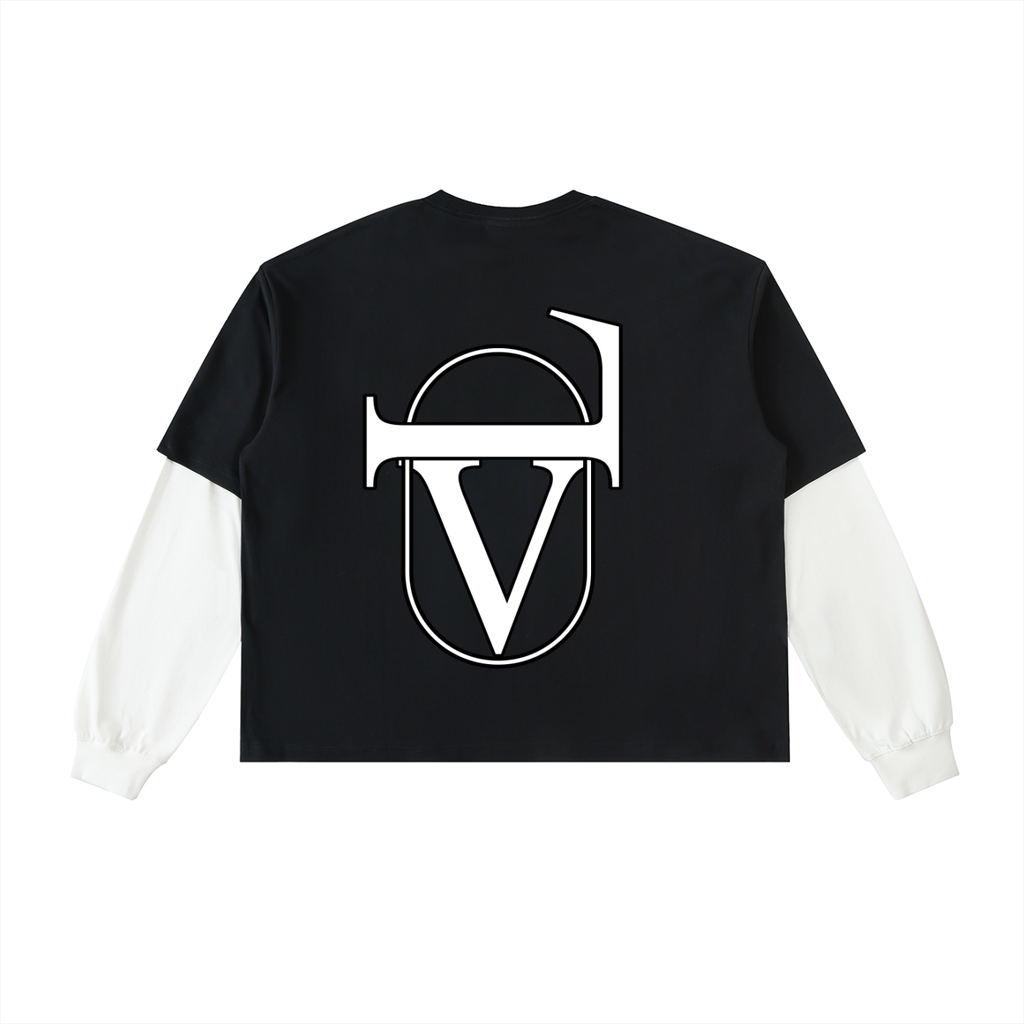 Layered Contrast Sleeve Cotton T-Shirt