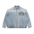 Unisex Vintage Wash Full-Zip Denim Jacket