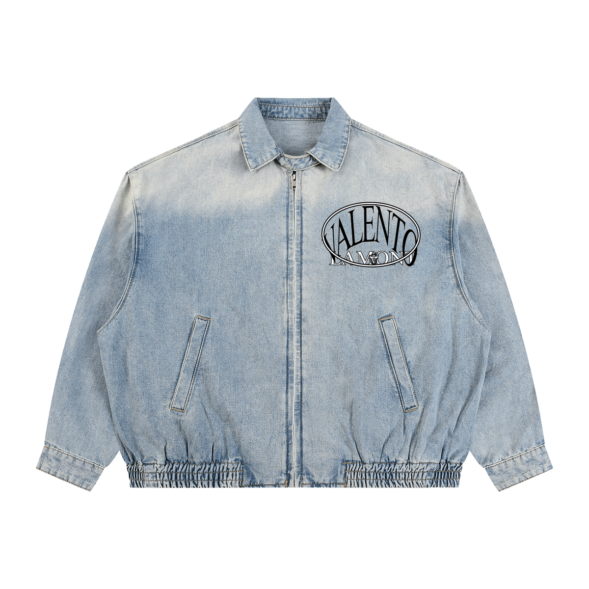 Unisex Vintage Wash Full-Zip Denim Jacket