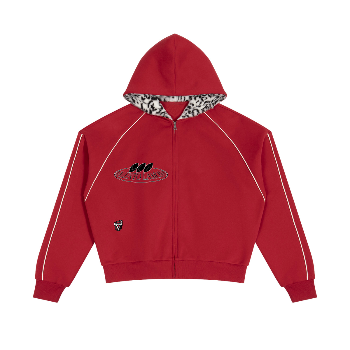 V Boxy Fleece Piping Full Zip Hoodie