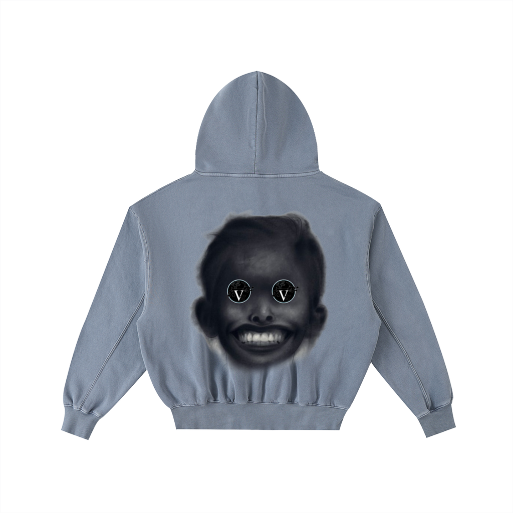 Frayed Enzyme Washed Fleece Hoodie