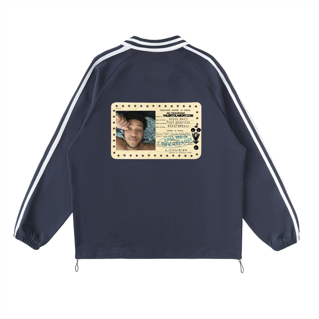 Contrast Striped Lapel Collar Sweatshirt