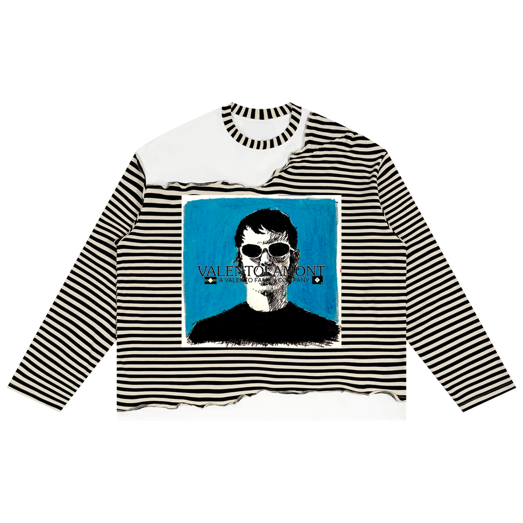 Unisex Striped Panel Boxy Long Sleeve T-Shirt