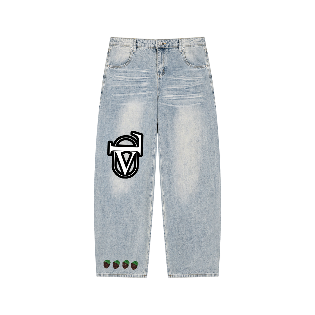 Men’s Enzyme Wash Wide Leg Jeans