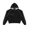V Boxy Fleece Piping Full Zip Hoodie