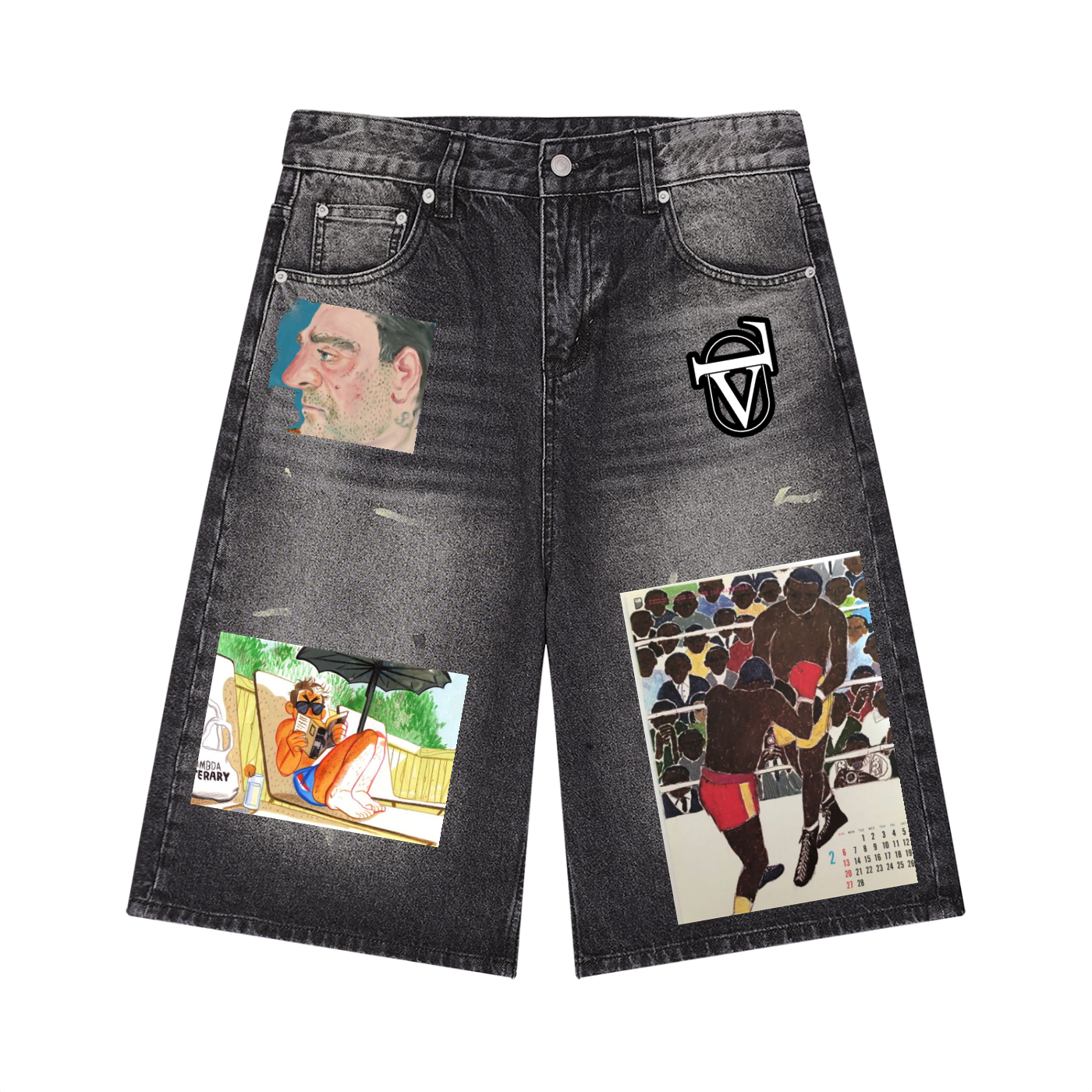 Men’s Vintage Wash Wide Leg Denim Shorts