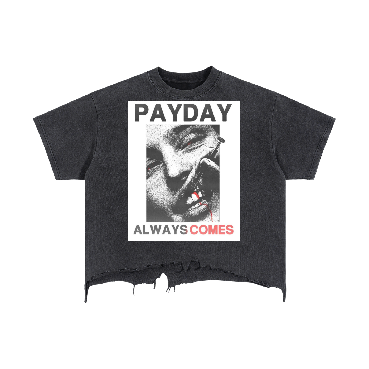 Vintage Wash Boxy Distressed Hem T-Shirt