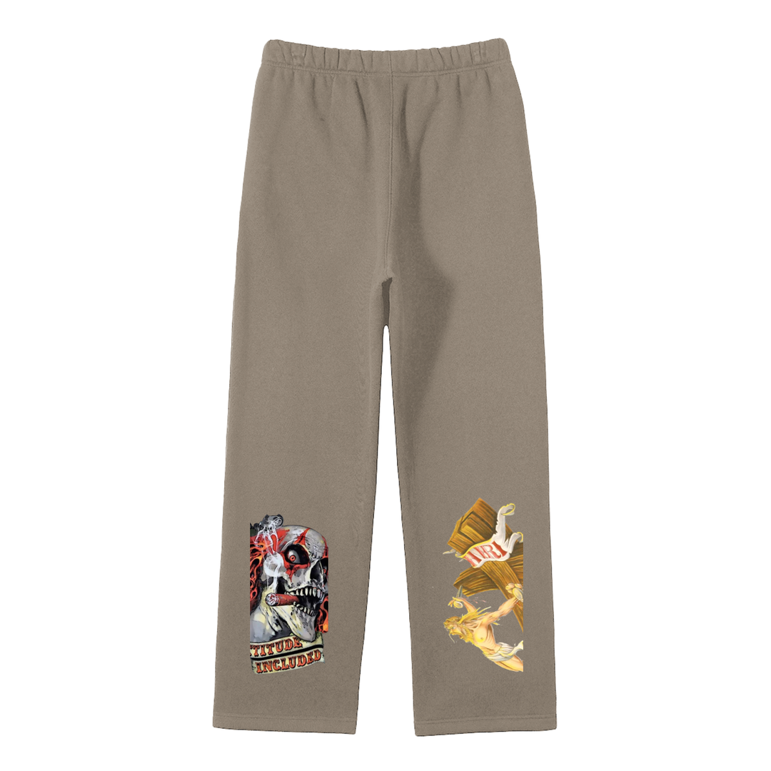 Streetwear Unisex Solid Color Fleece Straight Leg Pants