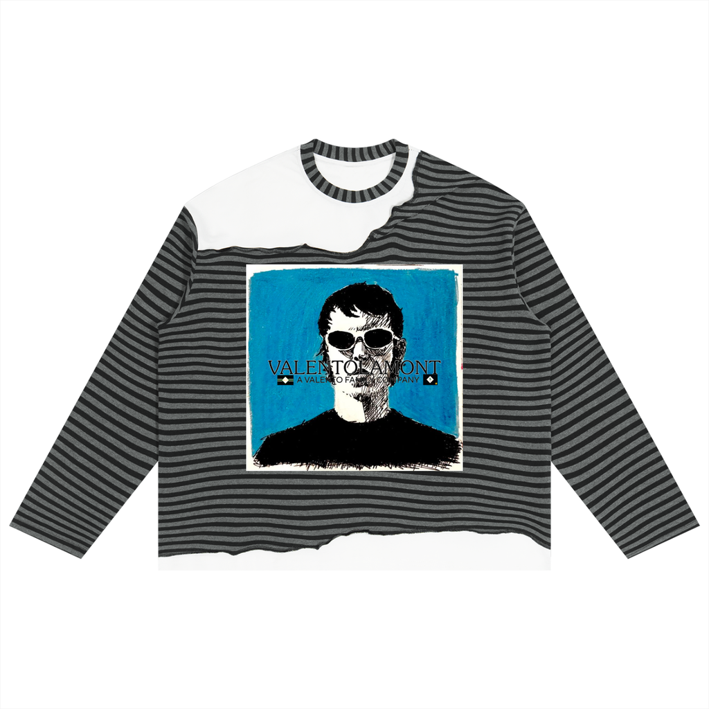 Unisex Striped Panel Boxy Long Sleeve T-Shirt