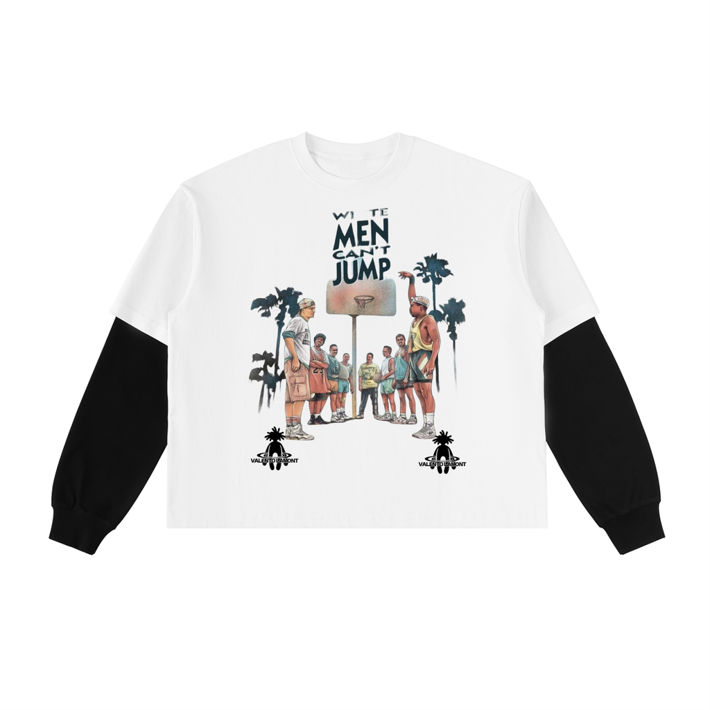 Layered Contrast Sleeve Cotton T-Shirt