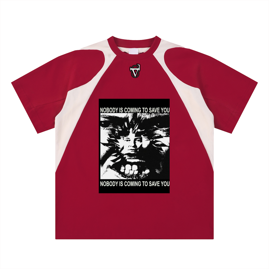 Contrast Panel Cotton T-Shirt