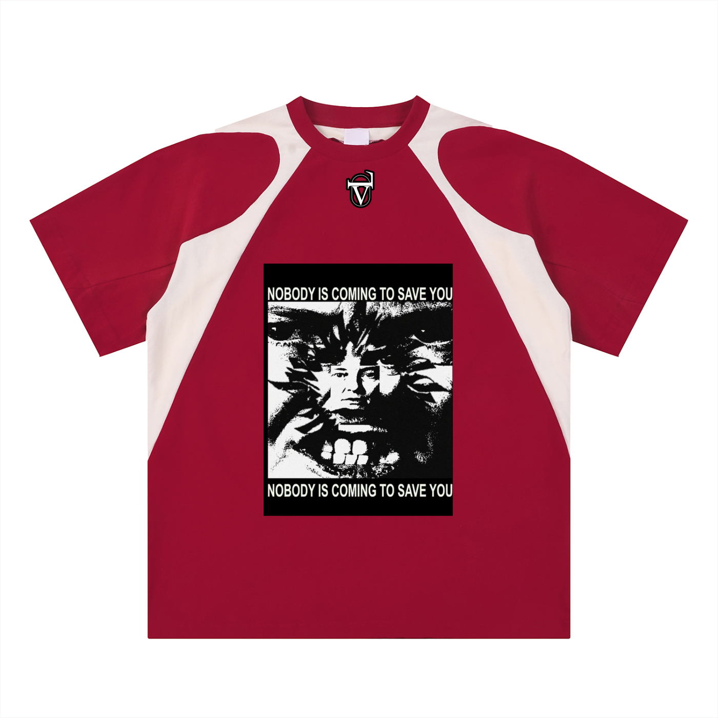 Contrast Panel Cotton T-Shirt