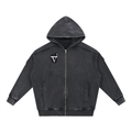 Snow Washed Tape Raw Edge Zip Hoodie