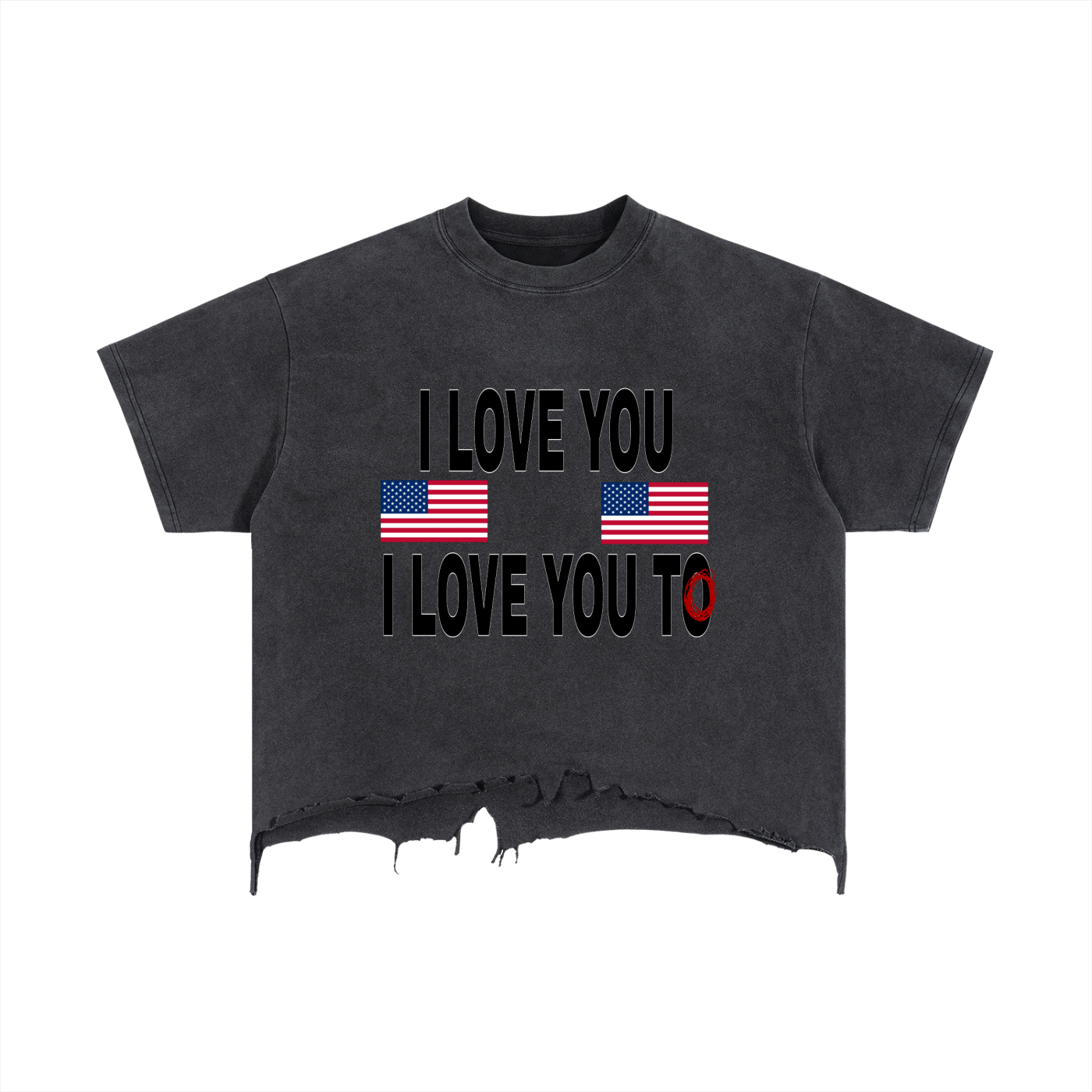 Vintage Wash Boxy Distressed Hem T-Shirt