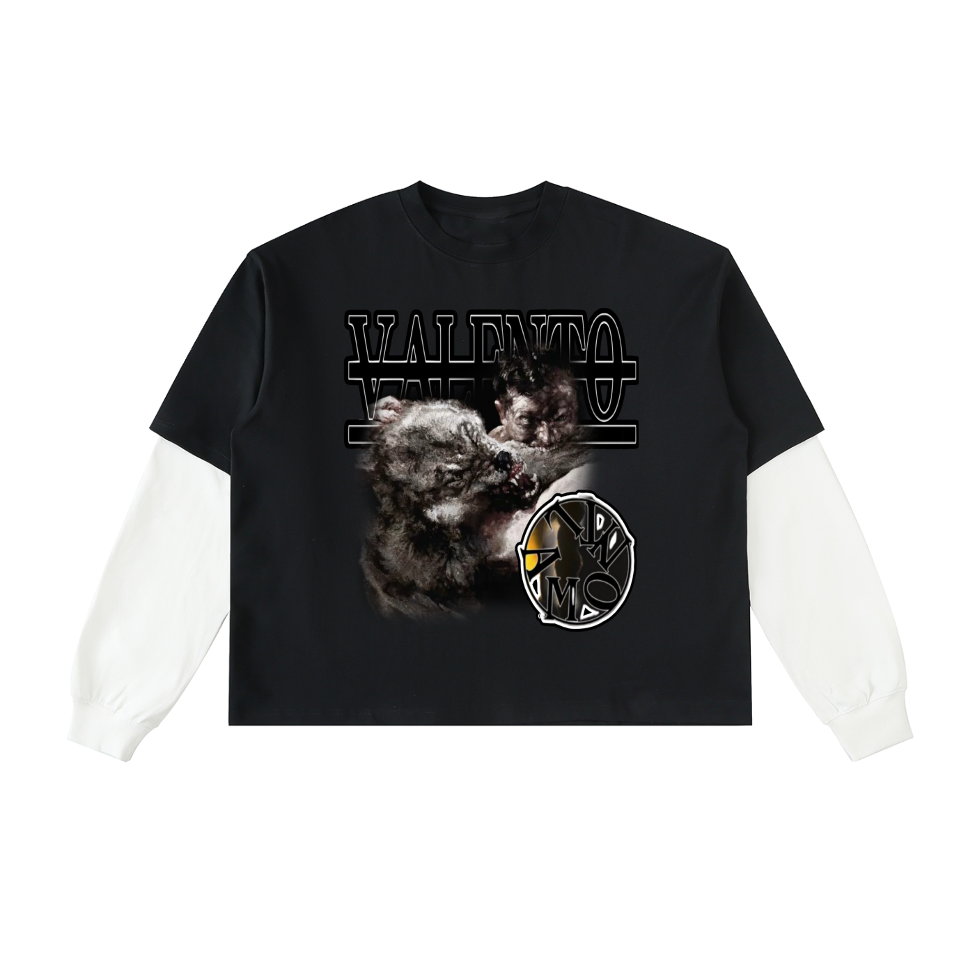 Layered Contrast Sleeve Cotton T-Shirt