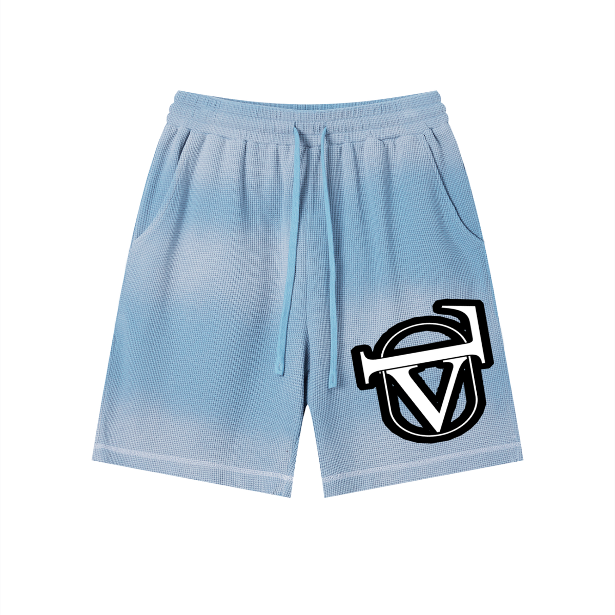 Unisex Sunfade Waffle Raw Hem Shorts