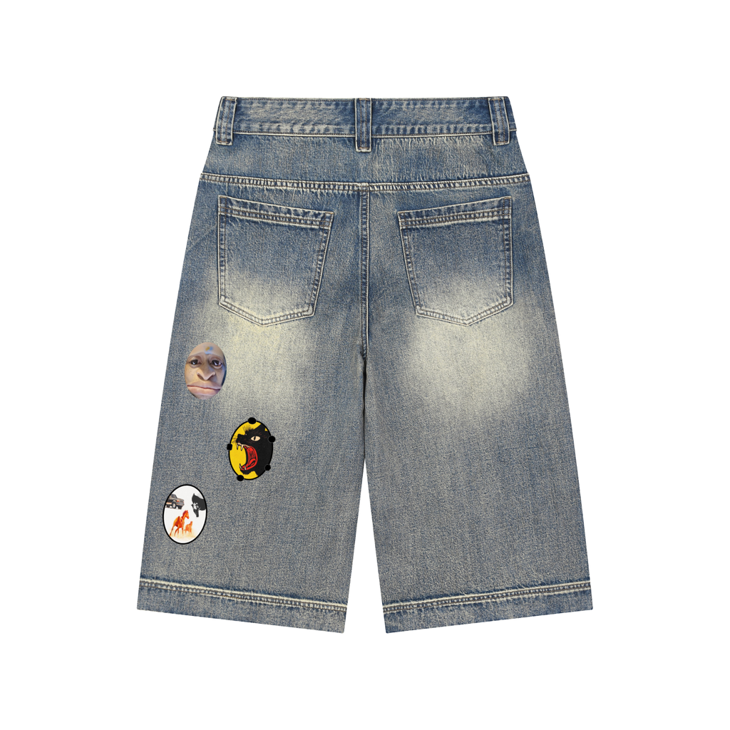 Vintage Wash Baggy Denim Shorts