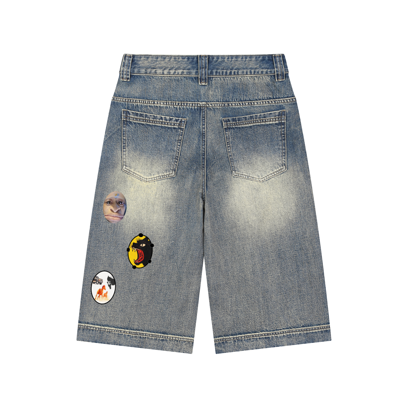 Vintage Wash Baggy Denim Shorts