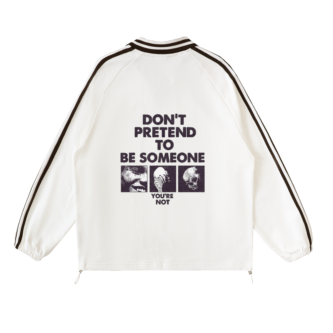 Contrast Striped Lapel Collar Sweatshirt