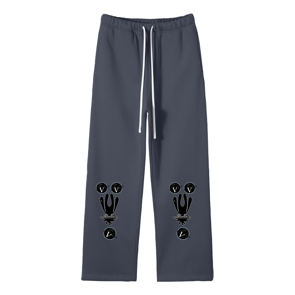 Streetwear Unisex Solid Color Fleece Straight Leg Pants