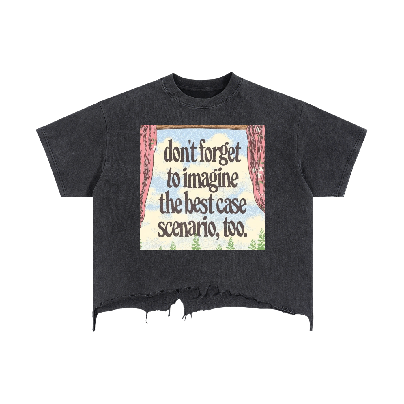 Vintage Wash Boxy Distressed Hem T-Shirt