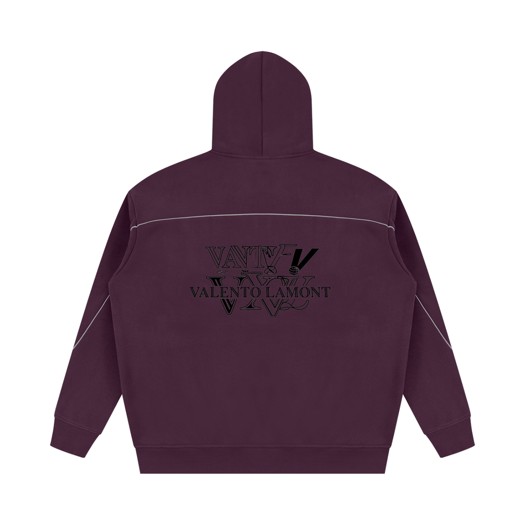V Oversized Piping Fleece Hoodie