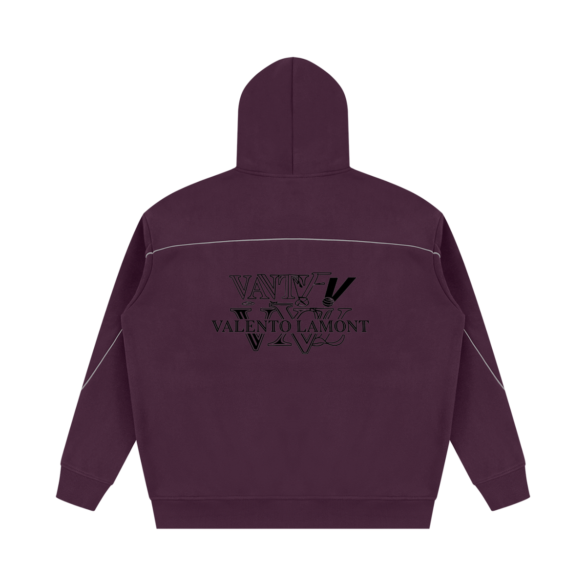 V Oversized Piping Fleece Hoodie