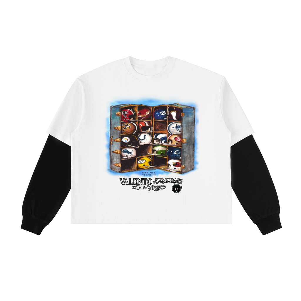 Layered Contrast Sleeve Cotton T-Shirt