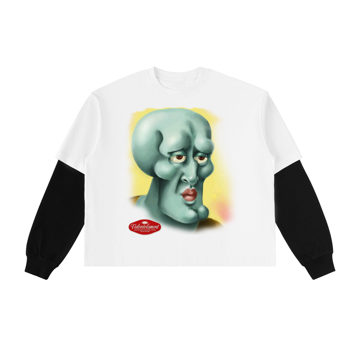 Layered Contrast Sleeve Cotton T-Shirt