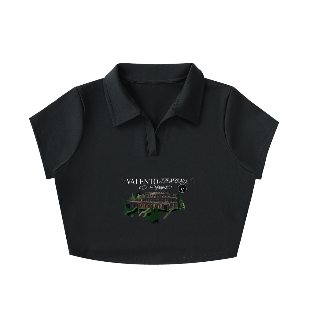 V-Neck Lapel Crop Top