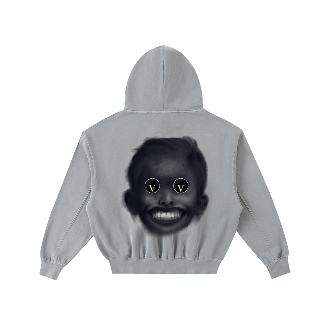 Frayed Enzyme Washed Fleece Hoodie