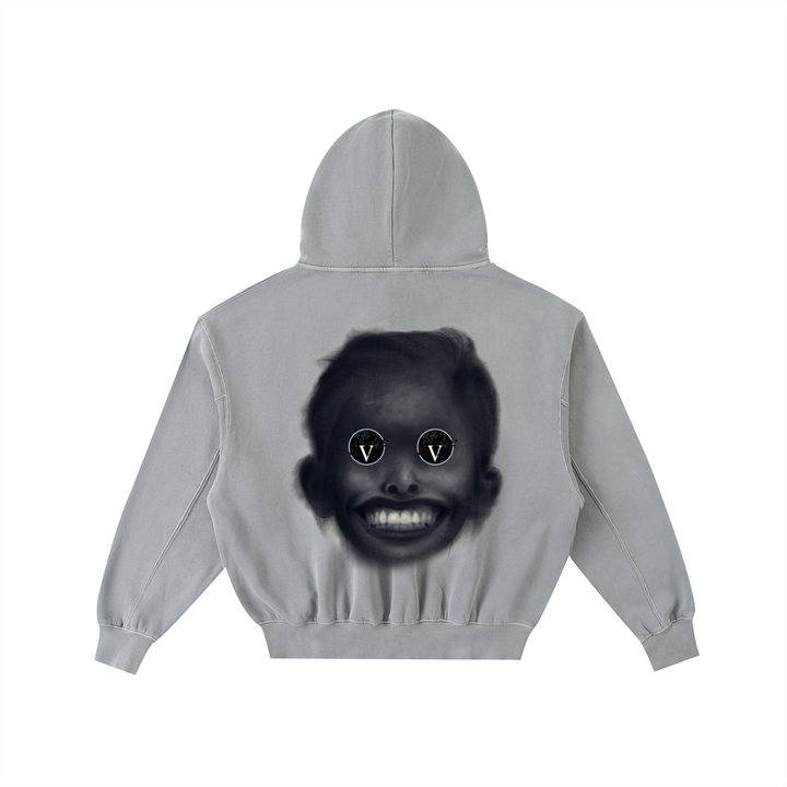 Frayed Enzyme Washed Fleece Hoodie