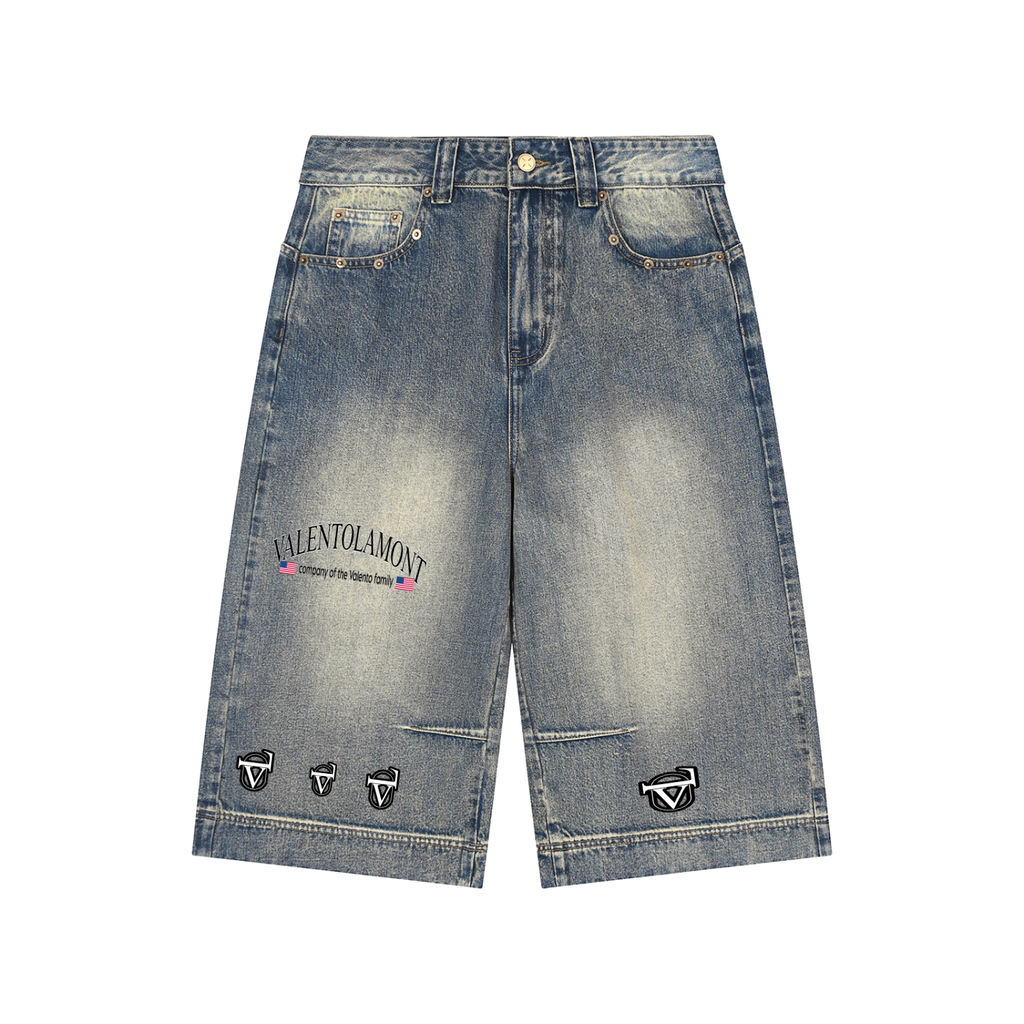 Vintage Wash Baggy Denim Shorts