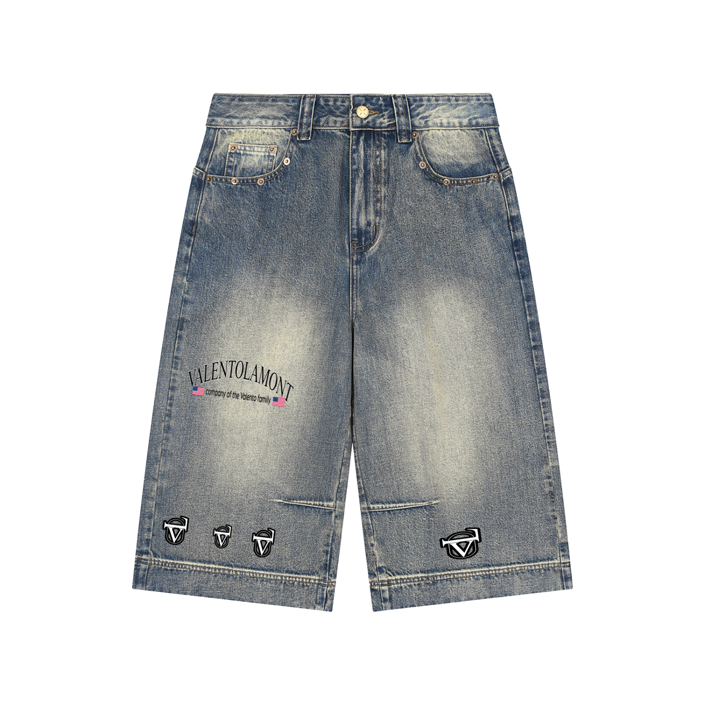 Vintage Wash Baggy Denim Shorts