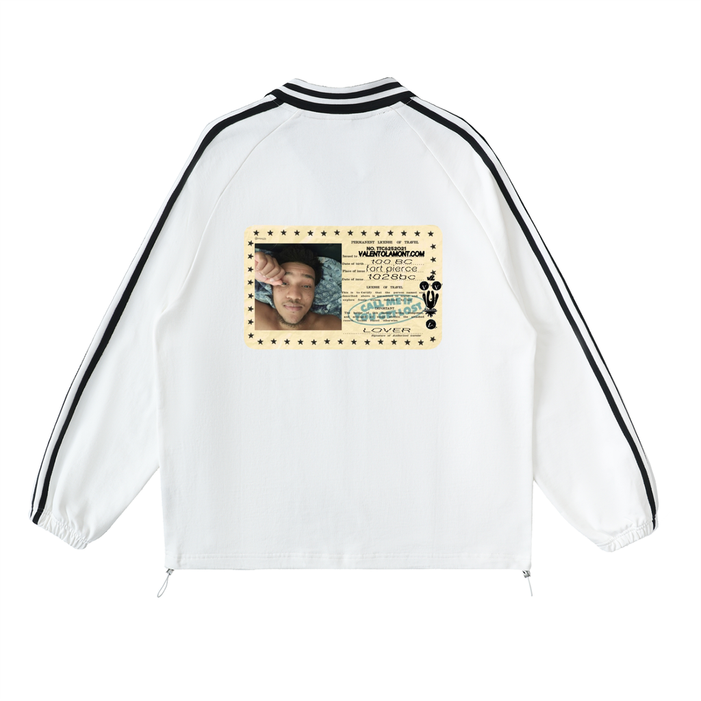 Contrast Striped Lapel Collar Sweatshirt