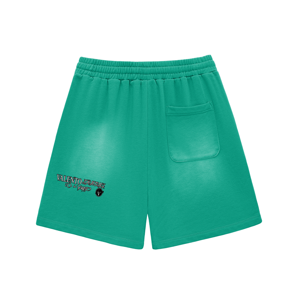 Sun Fade Raw Edge Cotton Shorts