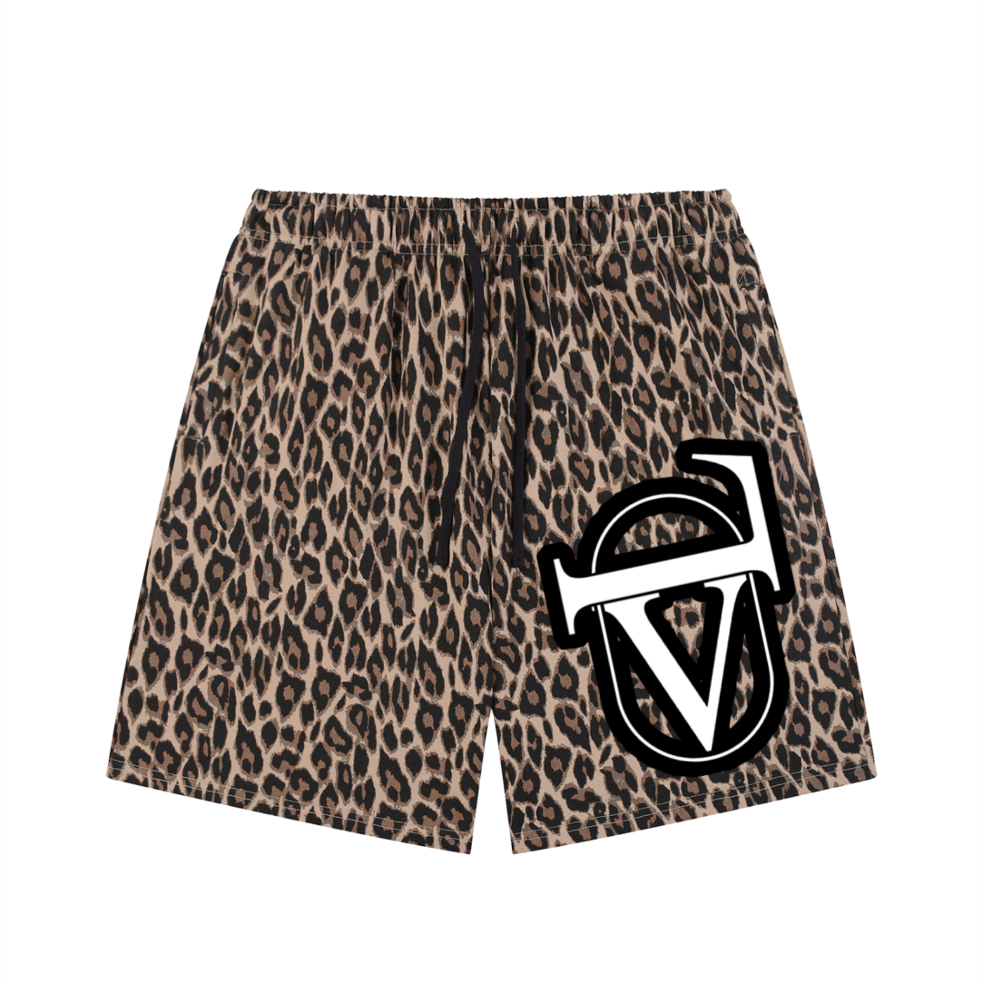 Unisex Heavyweight Leopard Drawstring Shorts