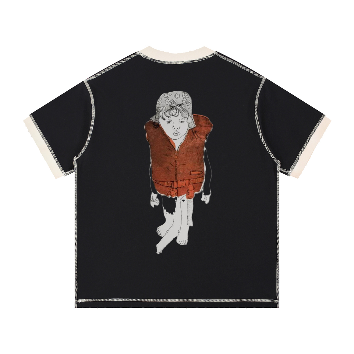 V Contrast-Stitched Ringer T-Shirt
