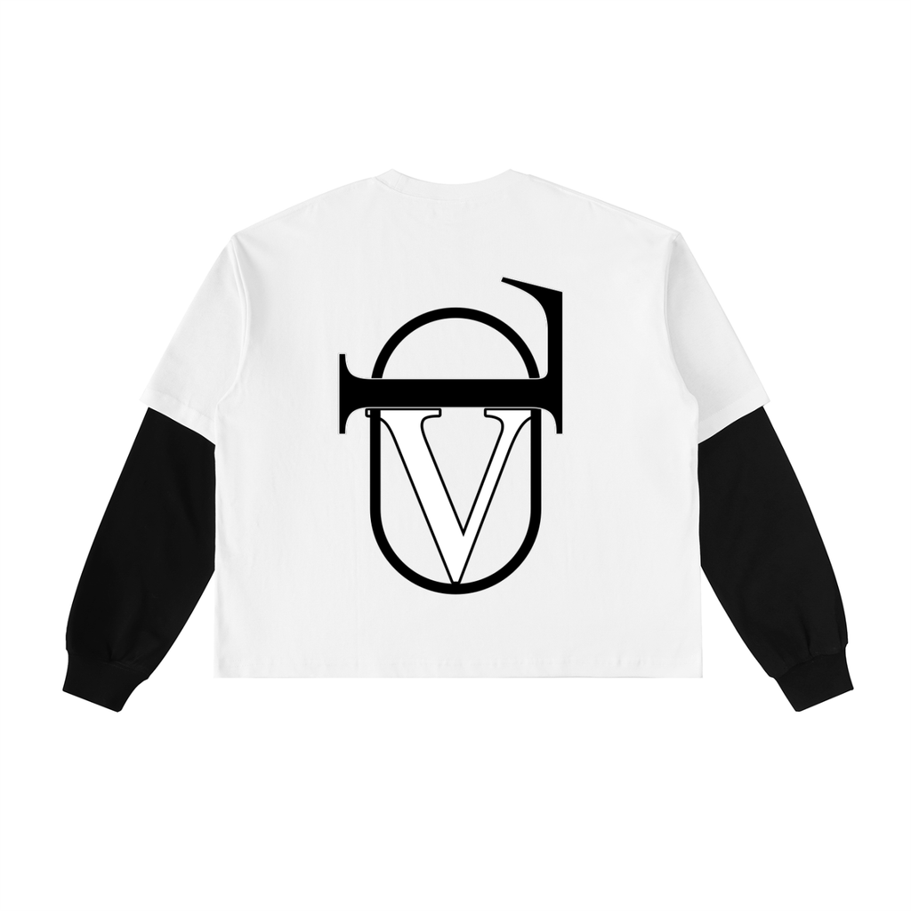 Layered Contrast Sleeve Cotton T-Shirt