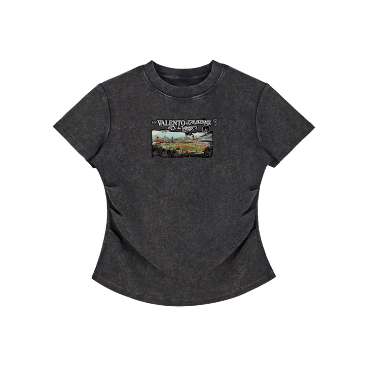 Vintaged-Wash Bodycon Cotton T-Shirt