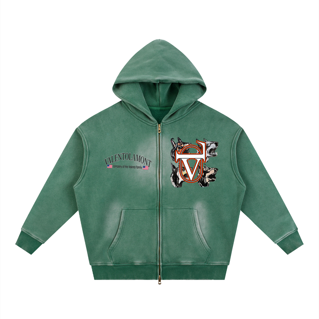 Sunfade Two-way Zipper Boxy Fleece Hoodie