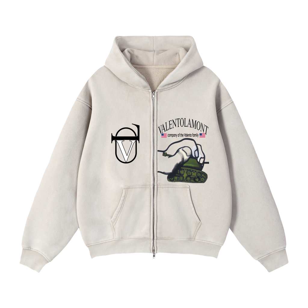 Zip-Through Boxy Fleece Hoodie