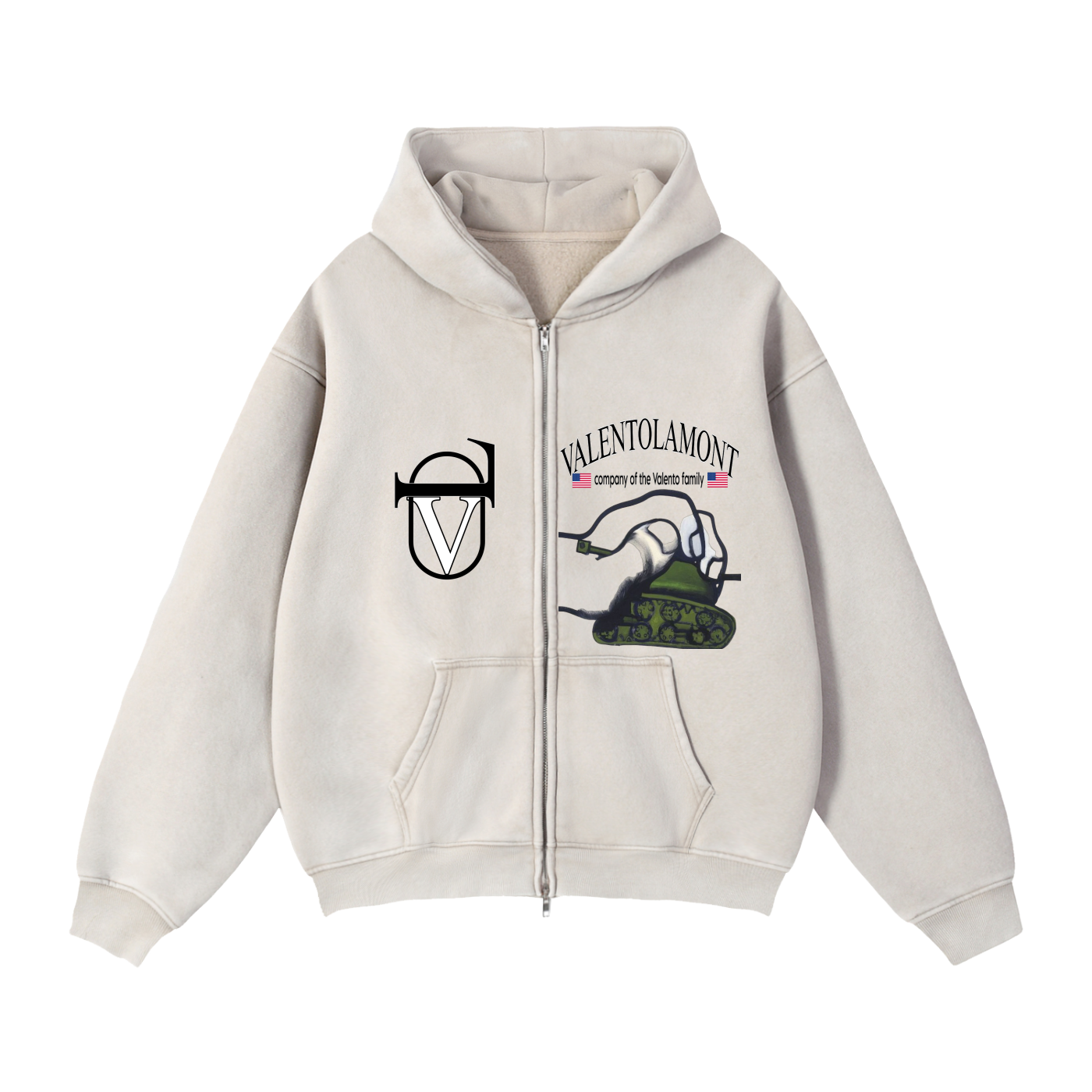 Zip-Through Boxy Fleece Hoodie