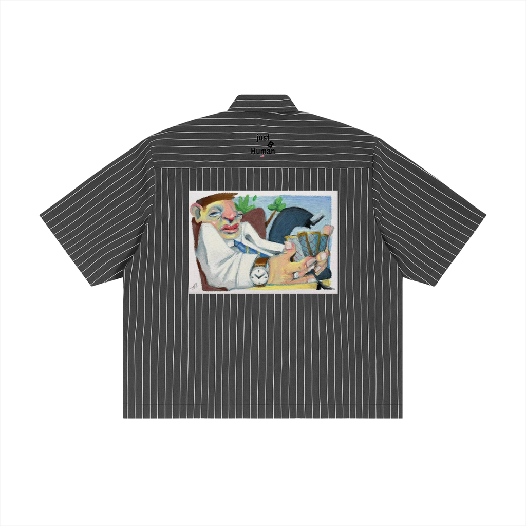 Unisex Striped Boxy Button-Up Shirt