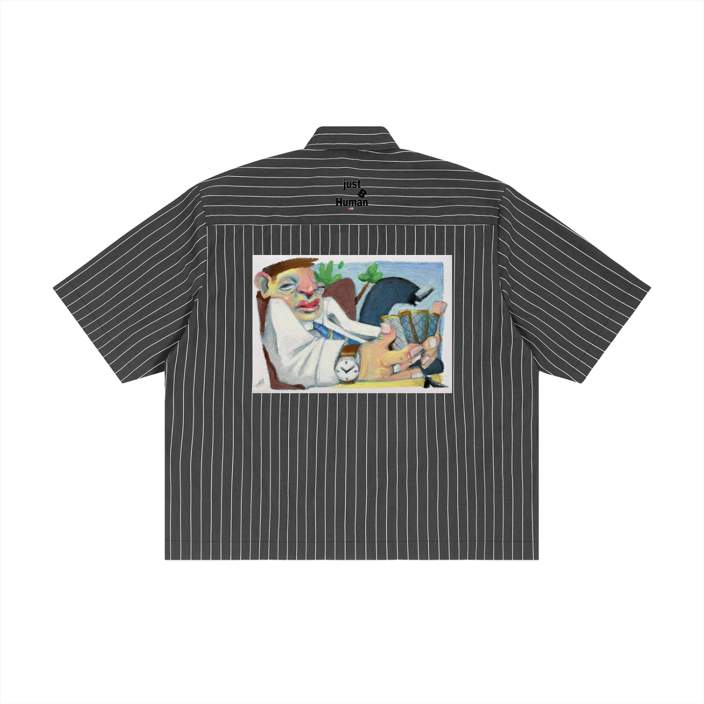 Unisex Striped Boxy Button-Up Shirt